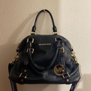 Blue Michael Kors Leather Handbag w/Starry Night Strap and Michael Kors Wallet